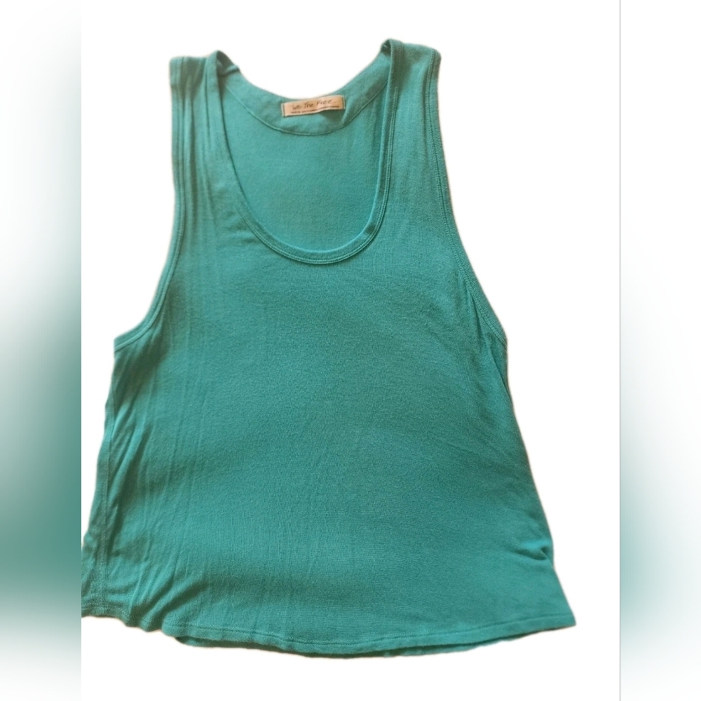 We The Free Womens Knit TEAL Tank Top Sleeveless Scoop Neck EUC MEDIUM